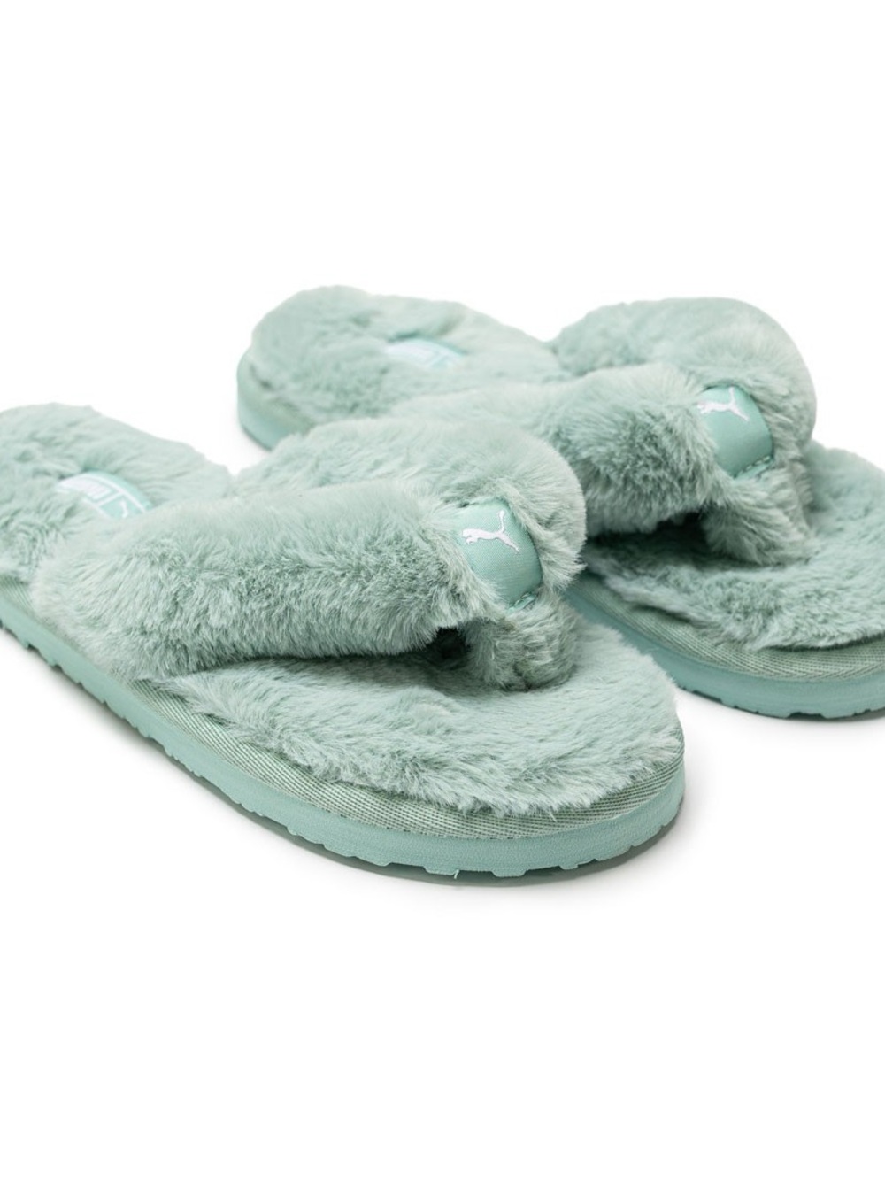 Puma Plush Thong Slippers in Mint